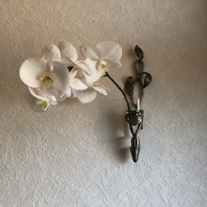 壁掛け仏壇「鏡壇ミラリエ」に今日（1/15）の誕生花の「白いファレノプシス（胡蝶蘭）」を飾ってみました。