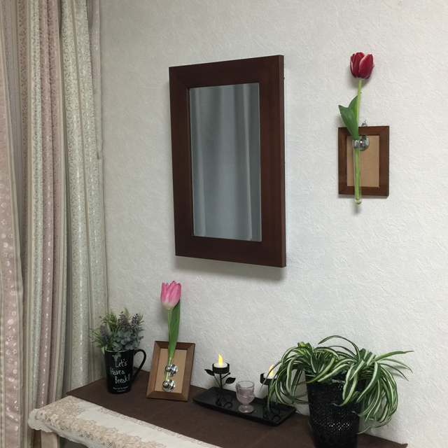 インテリア壁掛け仏壇「鏡壇ミラリエ」フラット&プレーン ダークブラウンSサイズ商品概要